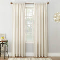 No. 918 Amalfi Linen Blend Textured Sheer Rod Pocket Curtain Panel, Ivory, 95 x 54