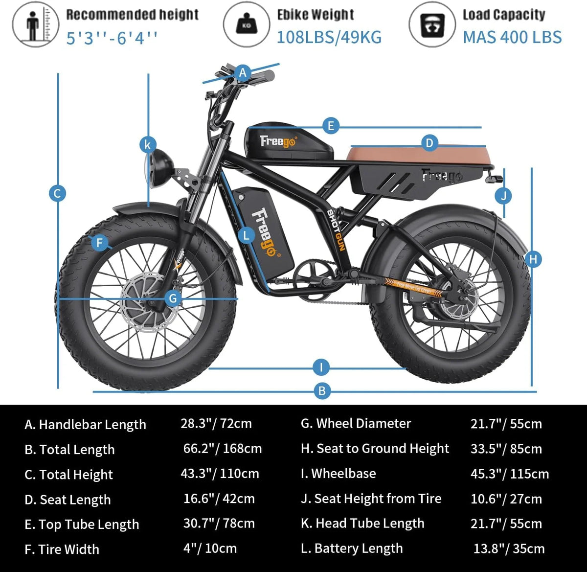 Freego F3 Pro 2000W Dual Motor Electric Bike for Adults, & Dual Battery 48V/40ah, 20"x4.0" Fat Tires Off Road Electric Bicycle with Removable Battery, 34MPH&68 Long Range E Bike UL2849