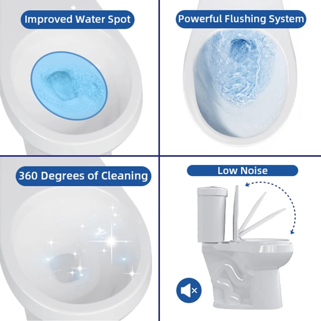 21" Toilet, Two - Piece Toilet, ADA Toilet with Dual Flush, Elongated Toilets for Bathrooms with Soft Close Seat, Universal Height with 1.28 Siphonic Flush Cotton White