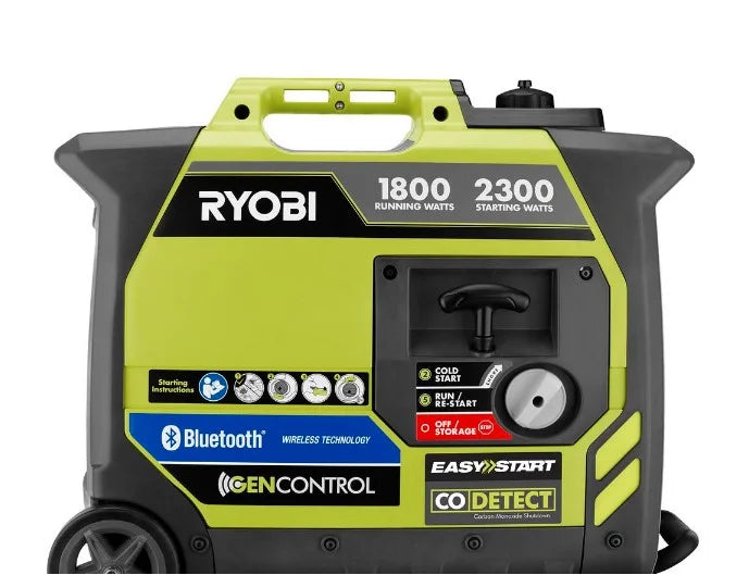 Ryobi 2, 300 - Watt Recoil Start Bluetooth Super Quiet Gasoline Powered Digital Inverter Generator with CO Shutdown Sensor