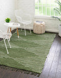 Unique Loom Chindi Cotton Handwoven 4x6 Green Green Abstract Area Rug