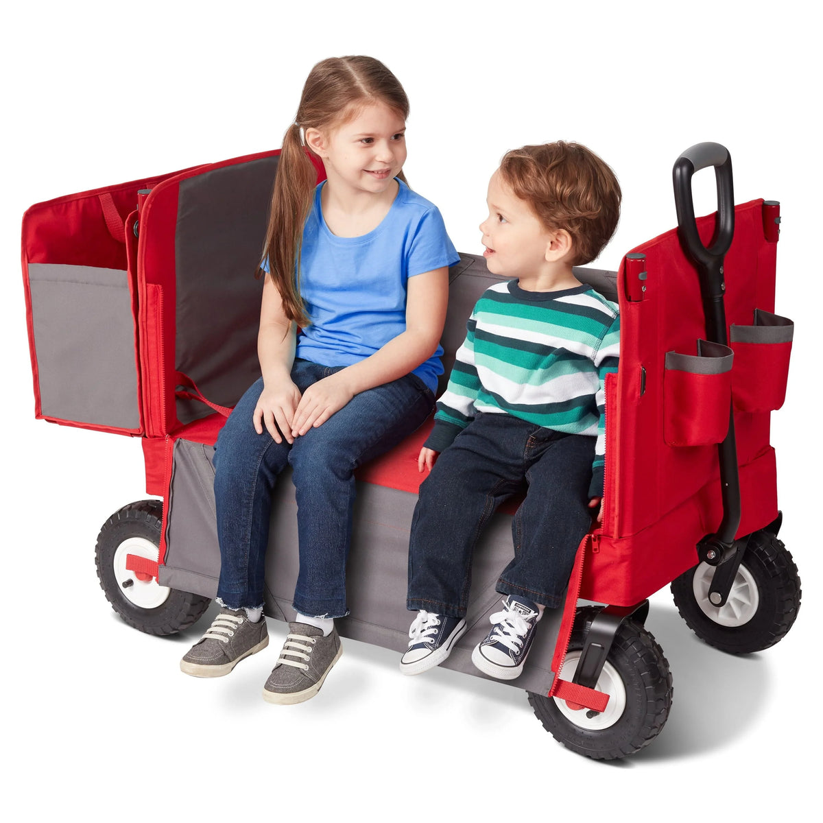Radio Flyer, 3 - in - 1 All - Terrain EZ Fold Wagon with Canopy, Red and Gray, Air Tires