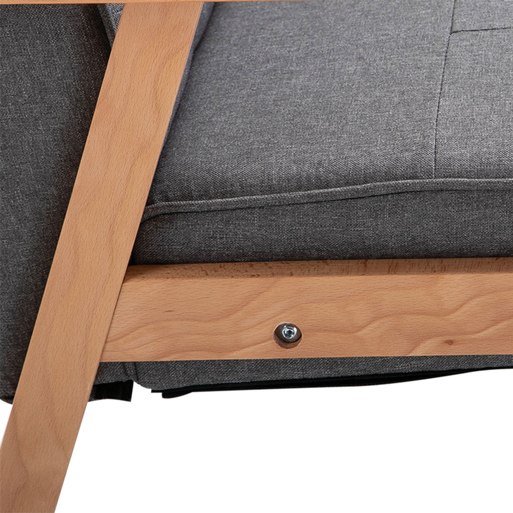 HOMCOM Einzelsofa Loungesessel Polsterstuhl mit Armlehnen Holzrahmen Leinen Grau 64,5 x 70 x 74 cm