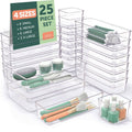 RUBOXA 25 Pcs Clear Plastic Drawer Organizers for Home Organization