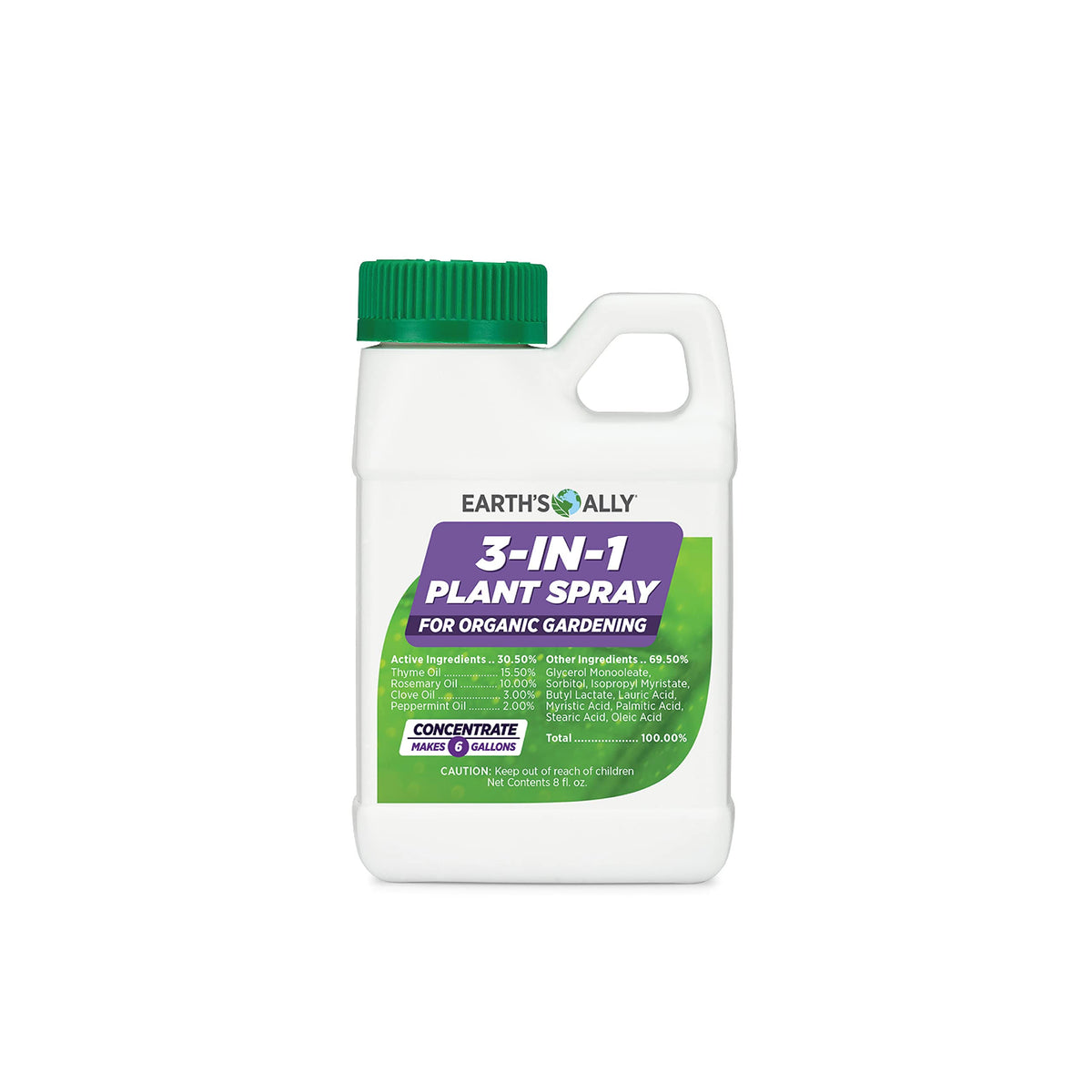 Earth's Ally 3-in-1 Plant Spray Concentrate | Insecticide, Fungicide & Spider Mite Control, Use on Indoor and Outdoor Plants, Gardens & Trees - Insect