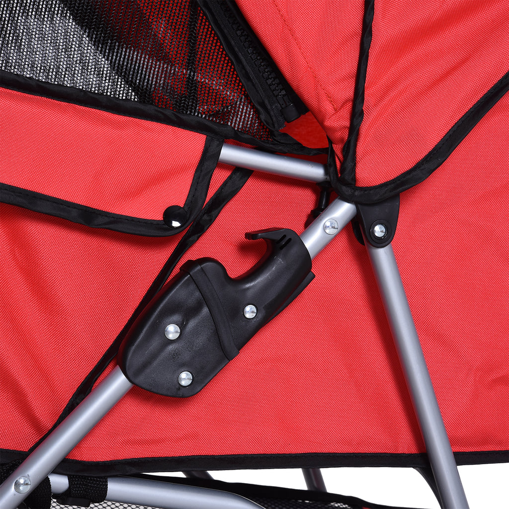PawHut Hundewagen Hundetrolley bis 10 kg Klappbar mit Becherhalter Sonnendach Rot