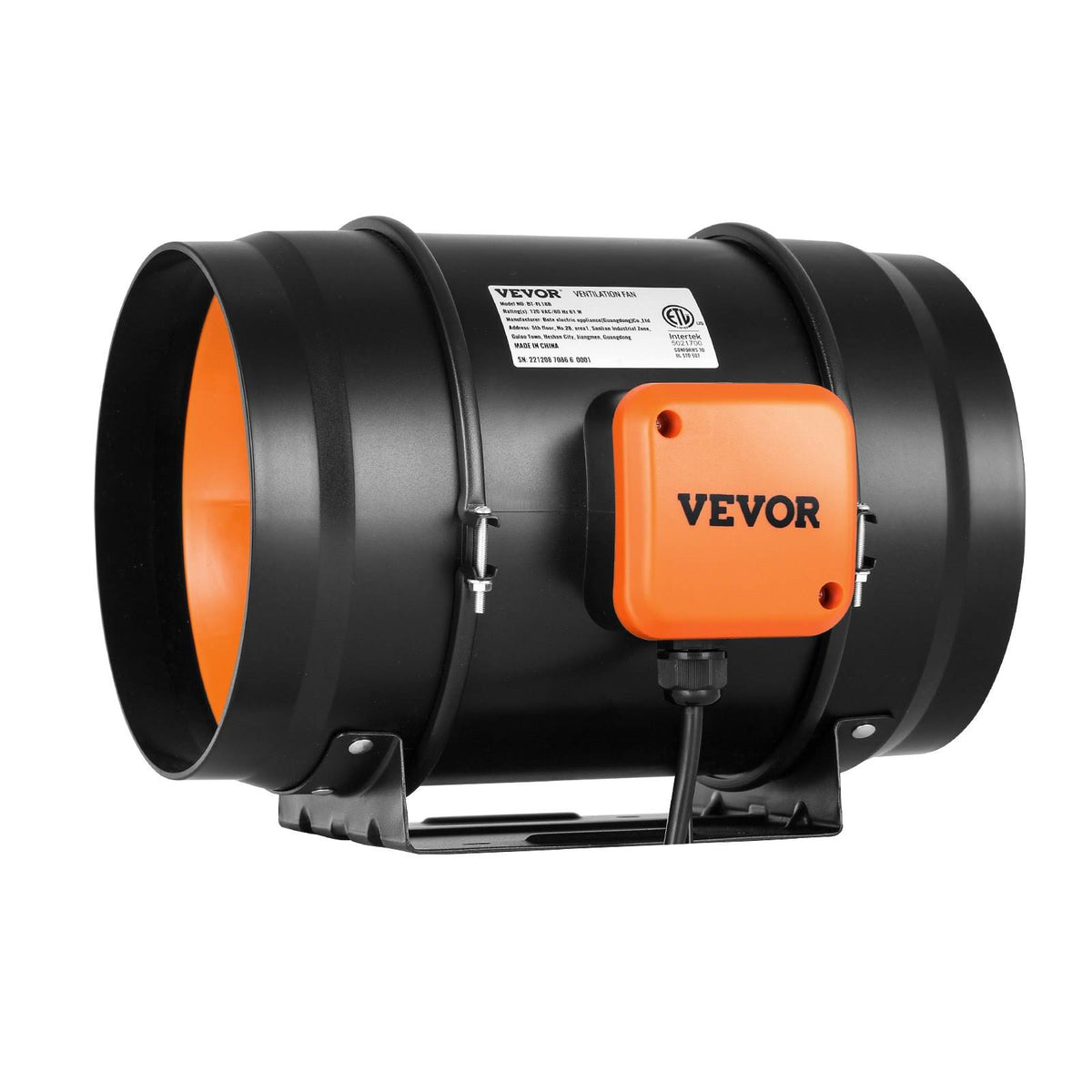 VEVOR 8 in. HVAC EC Variable Speed Control Exhaust Blower Inline Duct Fan Kit