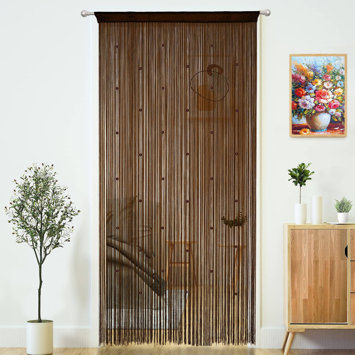 YaoYue Beaded Curtain Door String Curtains for Doorways Tassels Beads Hanging Fringe Hippie Room Divider Window Hallway Entrance Wall Closet Bedroom
