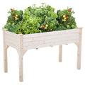 FDW 48x24x30in Elevated Raised Wood Planter Garden Bed Box Stand for Backyard, PatioNatural, Beige