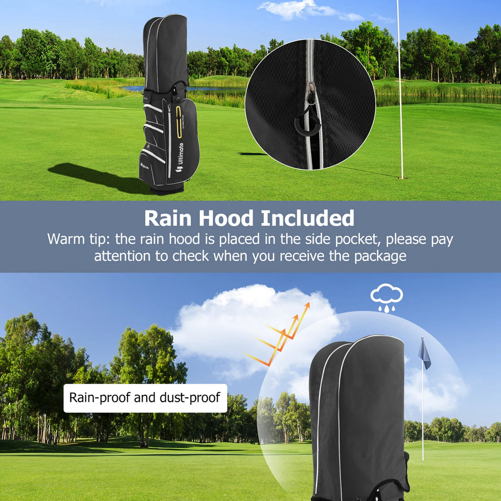 Costway Lightweight Golf Cart Bag with 15 Way Top Divider Individual Putter Well Cooler Bag Green
