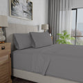 Color Sense 100% Cotton Percale Sheet Set Queen Dark Gray