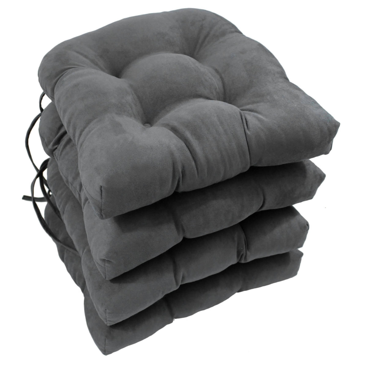 Blazing Needles 16-inch Solid Micro Suede U-Shaped Tufted Chair Cushions (Set of 4)