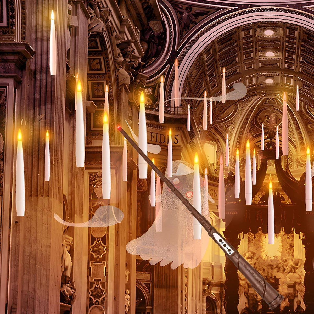 Floating Candles with Wand, Warm White Hanging Candles