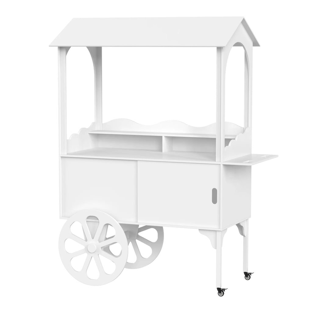 Candy Cart with Wheels for Party .wood Dessert Cart with Storage Cabinet