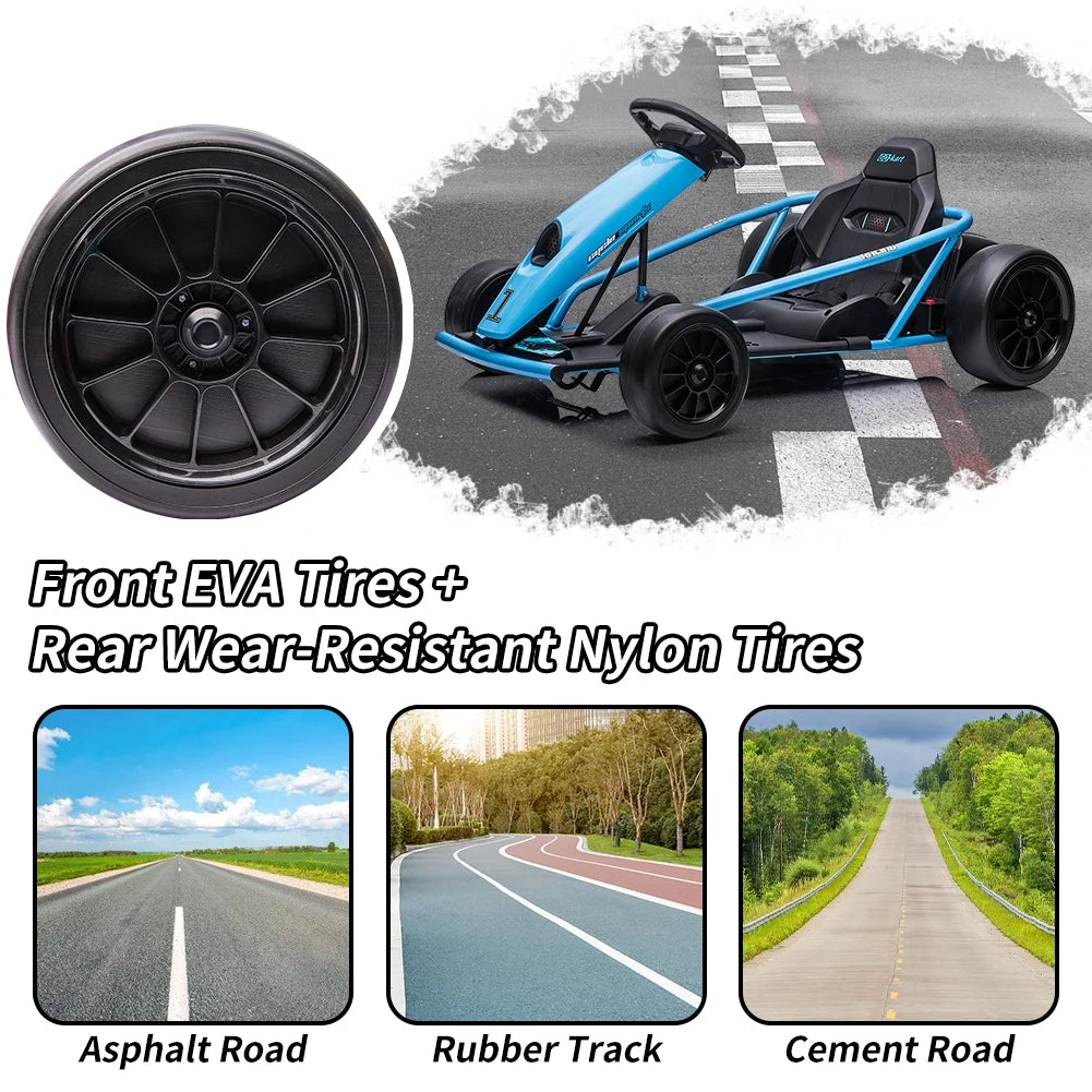 Kojooin Go Kart for Kids, 24V Battery 300WX2 Motors Pedal on Foot Go Cart, 8MPH High Speed Drifting Car with Slow Start Function, Rosé Red