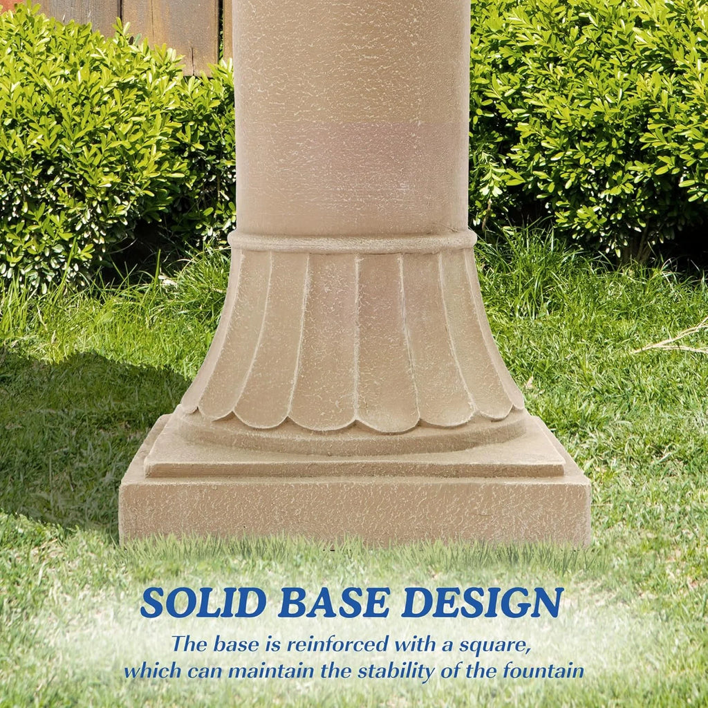 Magic Union Italian Solar Water Fountains Outdoor Garden Decor - 48.4''H Fountain and Waterfall, Large Cascading Indoor Floor - Standing Resin Bubbler Fountain Features W/Pump for Patio, Backyard