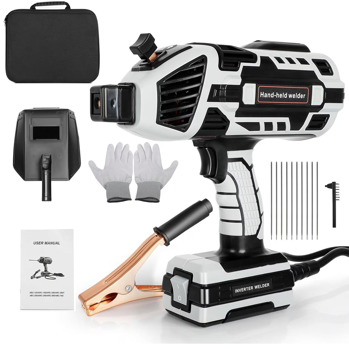 Haosegd, 110V Handheld ARC Welder, 6 Variable Current, Welding Tool Set with Helmet and Brush