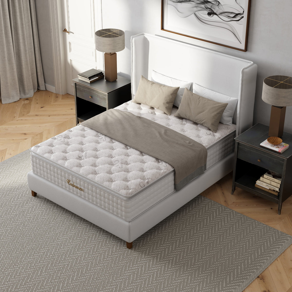 Cashmere 14''. Hybrid of Memory Foam Layers and Individually Wrapped Pocketed Coils Mattress. Queen
