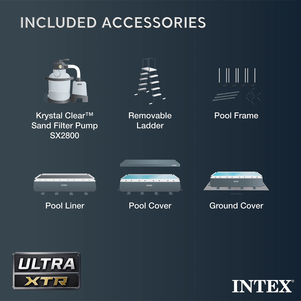 INTEX 32ft x 16ft x 52in Ultra XTR Above Ground Pool, Floats (2 Pack), & Inflatable Cooler