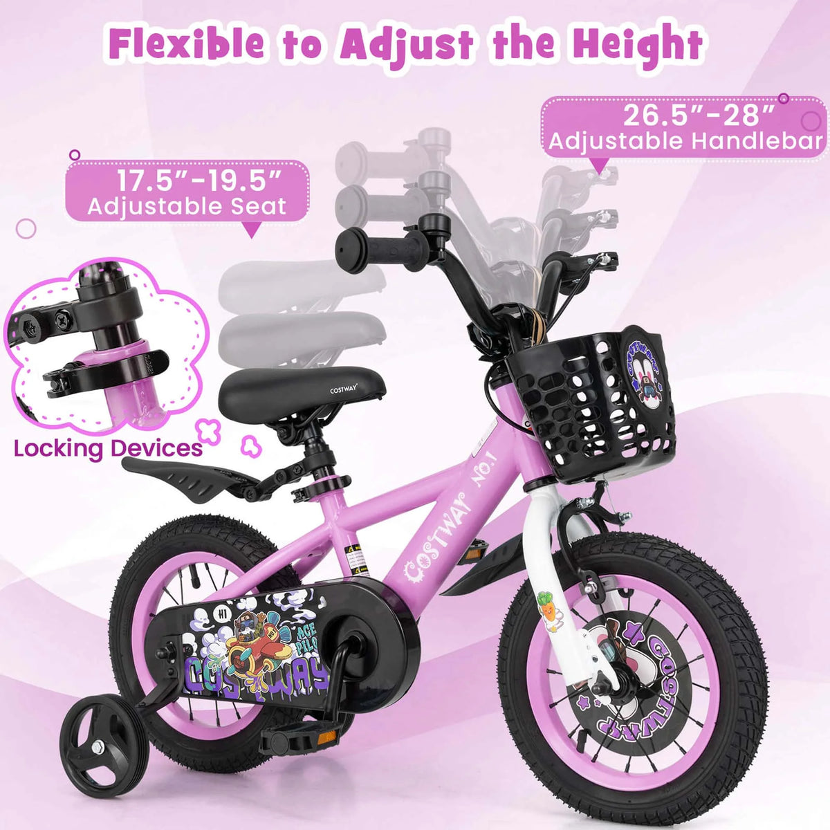 Costway 16" Kid'S Bike for 4 - 7 with Height - Adjustable Handlebar & Saddle Handbrake Blue
