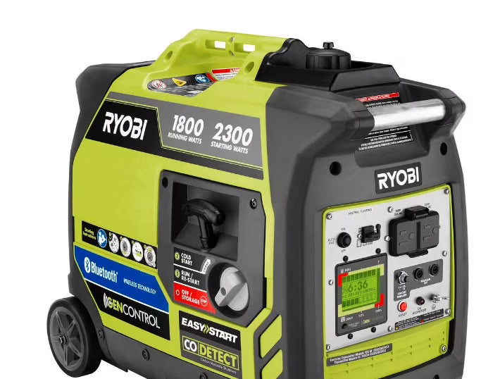 Ryobi 2, 300 - Watt Recoil Start Bluetooth Super Quiet Gasoline Powered Digital Inverter Generator with CO Shutdown Sensor