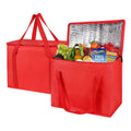 musbus 2-Pack XL-Large Insulated Grocery Shopping Bags, Red, Reusable, Heavy Duty, Zipped zipper,Collapsible,tote,cooler,groceries,for car,Recycled