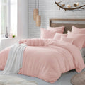 Swift Home Pre-Washed Premium Crinkle Microfiber Duvet Set Stylish Wrinkle Look, Size: Twin - Twin XL, Pink