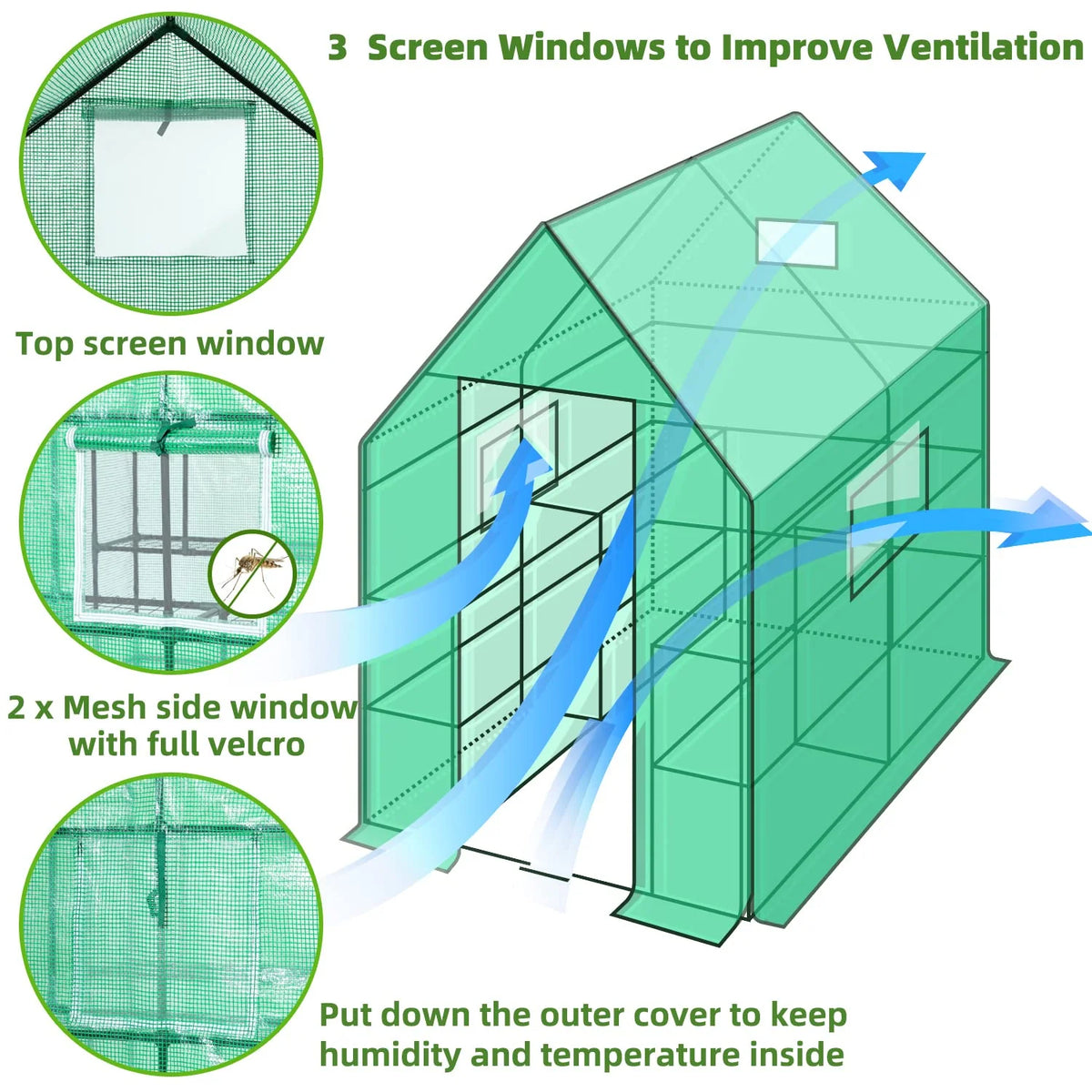 Ohuhu Greenhouse for Outdoors with Screen Windows