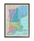 Stupell Industries Map of Eastern States New England Border Lines 14" x 11" Black Framed Wall Art