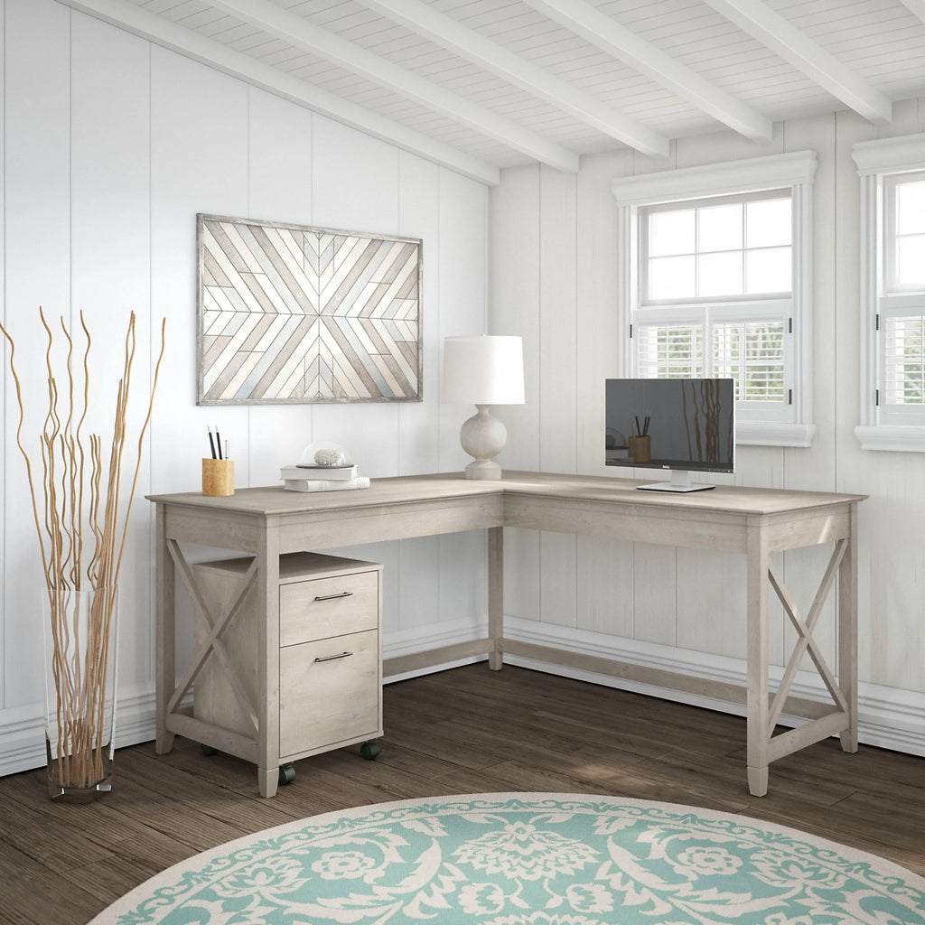 Bush Furniture Key West 2 Drawer Mobile File Cabinet in Washed Gray