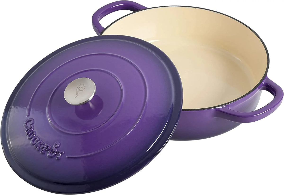 Crock - Pot Artisan 2 Piece 5 Quart Enameled Cast Iron Braiser with Lid in Lavender