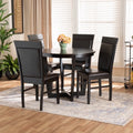 Baxton Studio Lanier Modern and Contemporary Sand Fabric Upholstered Dark Brown Finished 2 - Piece Wood Dining Chair Set