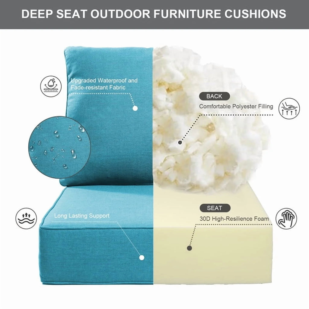 Bellefurn Outdoor Deep Seat Cushion 24 X 24 X 6 in for Patio Furniture, Outdoor Chair Cushions Waterproof & Fade Resistant Patio Furniture Cushions for Wicker Chair, Sofa, Couch