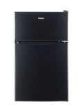 Galanz 3.1 cu ft Two Door Mini Fridge, Black, New
