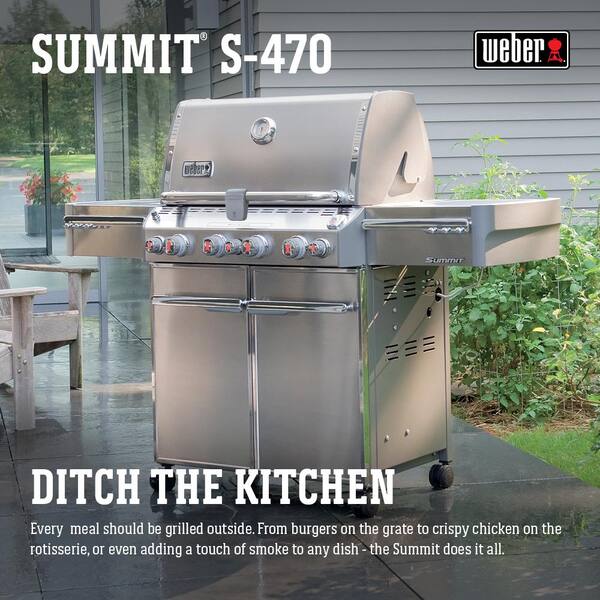 Summit S - 470 4 - Burner Propane Gas Grill in Stainless Steel with Built - in Thermometer and Rotisserie