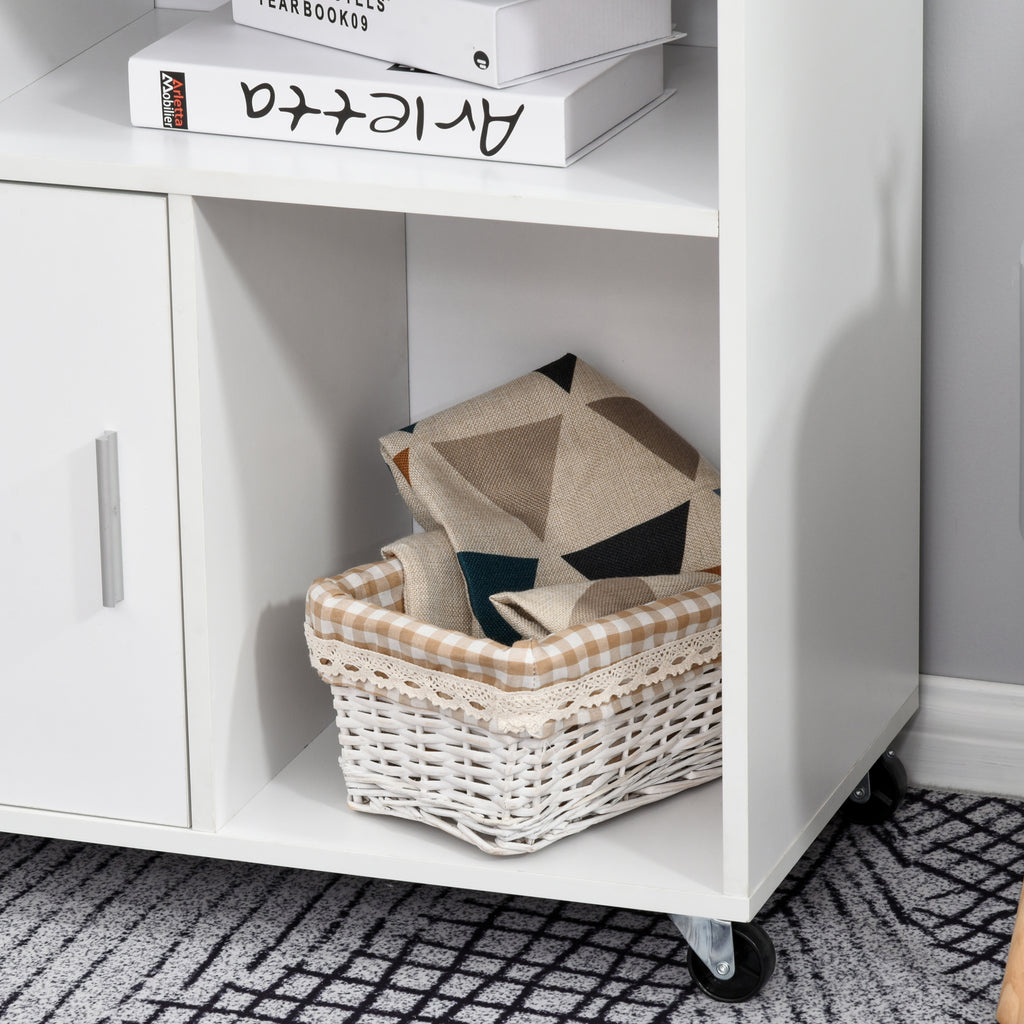 HOMCOM Bürocontainer mit Rollen, Aktenschrank, Büroschrank, Sideboard, Badezimmerschrank für Büro, Küche, Schlafzimmer, Wohnzimmer Spanplatte, Weiß, 100 x 35 x 65 cm