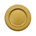 Antique Gold Plastic Charger Plates with Beaded Rims, 13 in.