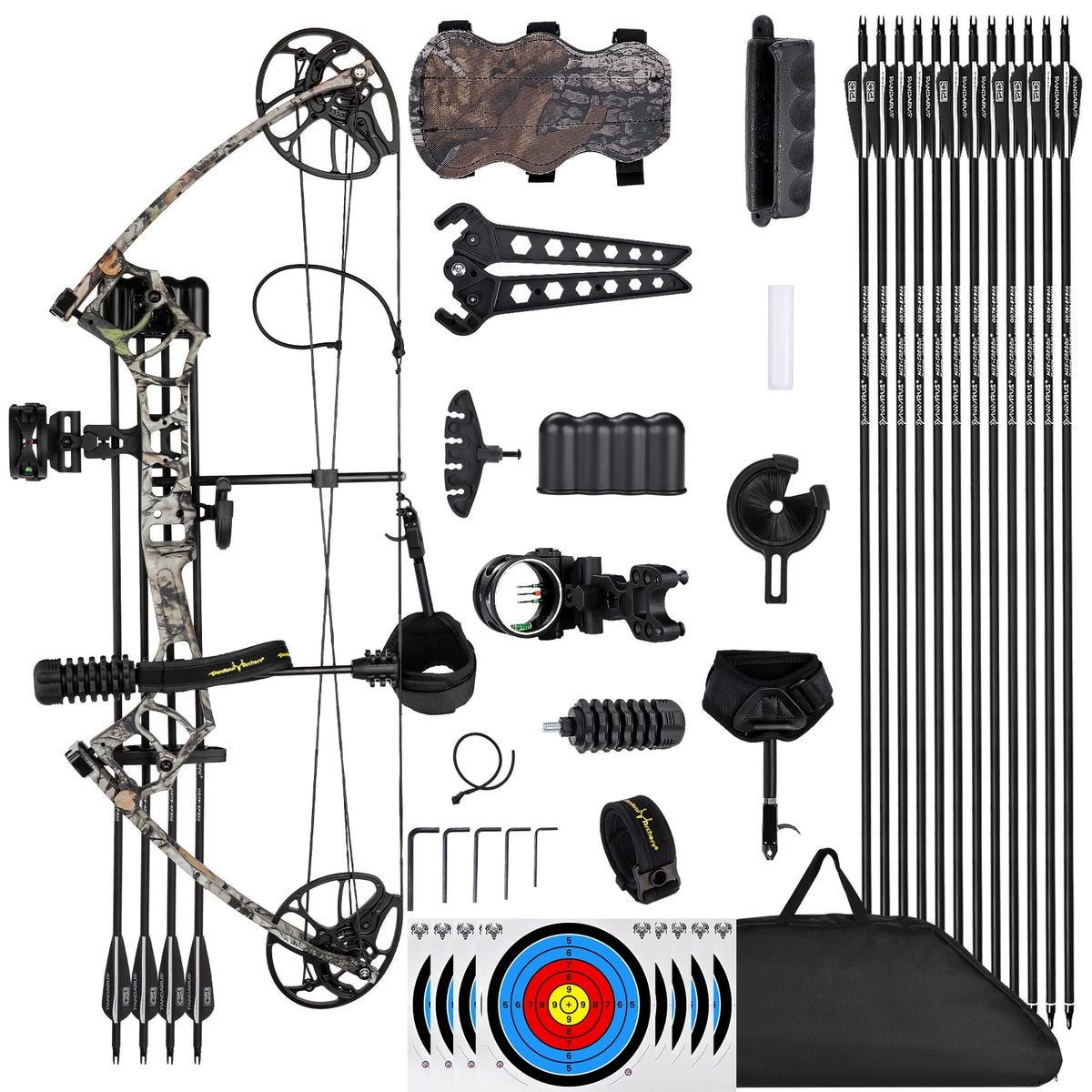 Archery Ready to Hunt Compound Bow Package for Adults and Teens, 25" - 31" Draw Length .0 - 70 lb Draw Weight, up to IBO 320 Fps .lightweight Design Bow, Fully Adjustable