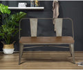 MELLCOM Metal Bench Industrial Mid - Century 2 Person Chair with Wood Seat, Dining Bench with Floor Protector