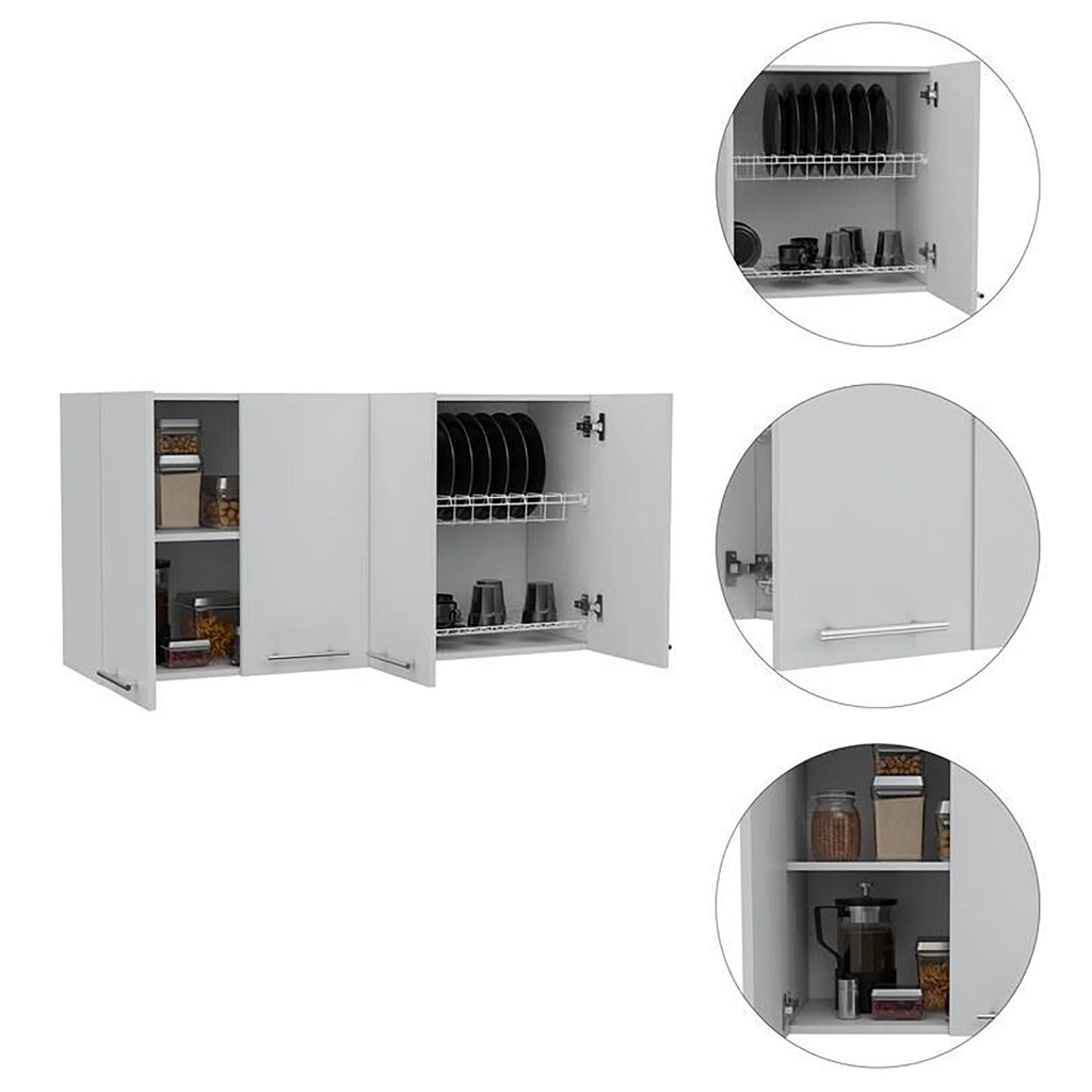 TUHOME 120 Wall Cabinet Engineered Wood Cabinets in White