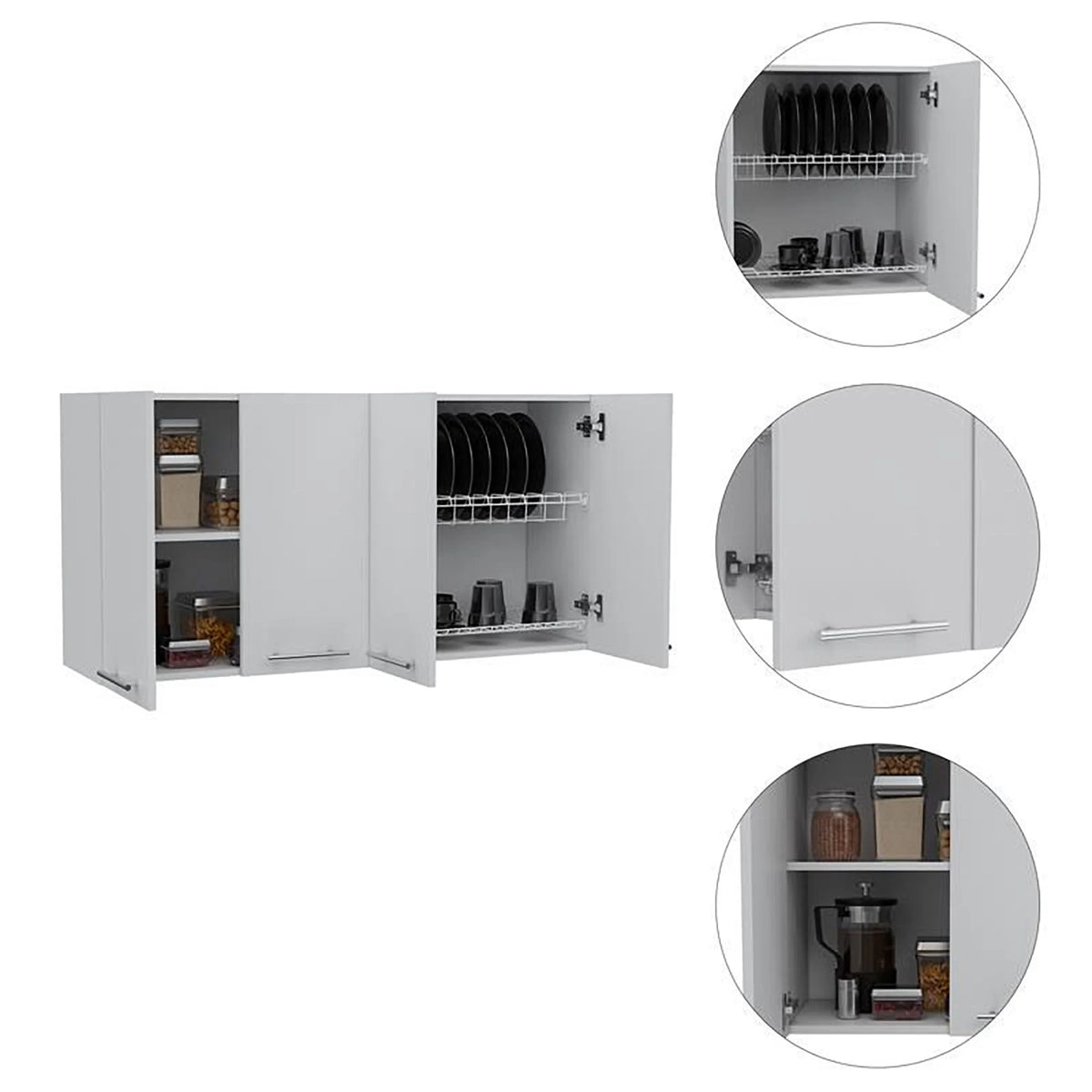 TUHOME 120 Wall Cabinet Engineered Wood Cabinets in White