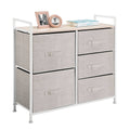 mDesign Storage Dresser Furniture, 5 Removable Fabric Drawers - Linen