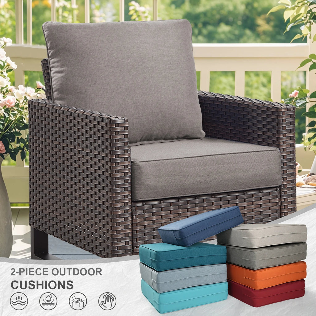 Bellefurn Outdoor Deep Seat Cushion 24 X 24 X 6 in for Patio Furniture, Outdoor Chair Cushions Waterproof & Fade Resistant Patio Furniture Cushions for Wicker Chair, Sofa, Couch