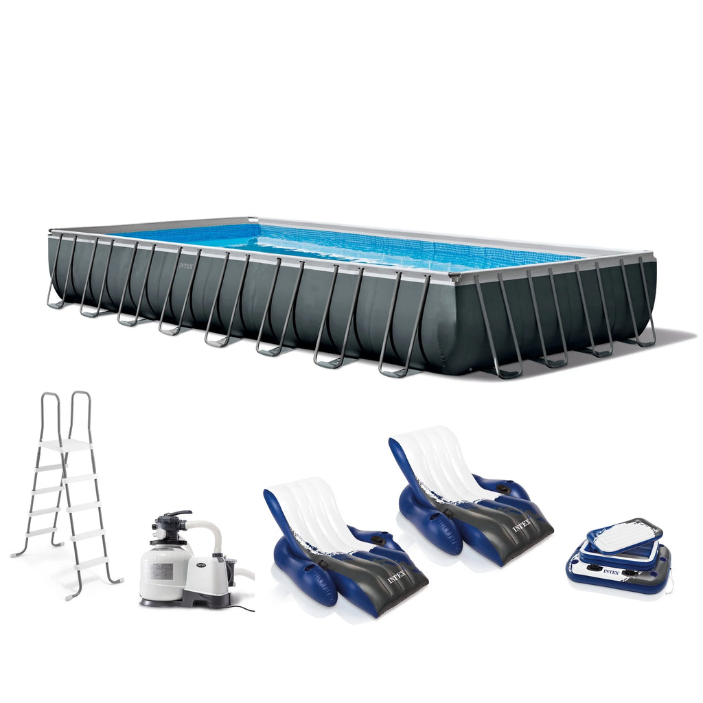 INTEX 32ft x 16ft x 52in Ultra XTR Above Ground Pool, Floats (2 Pack), & Inflatable Cooler