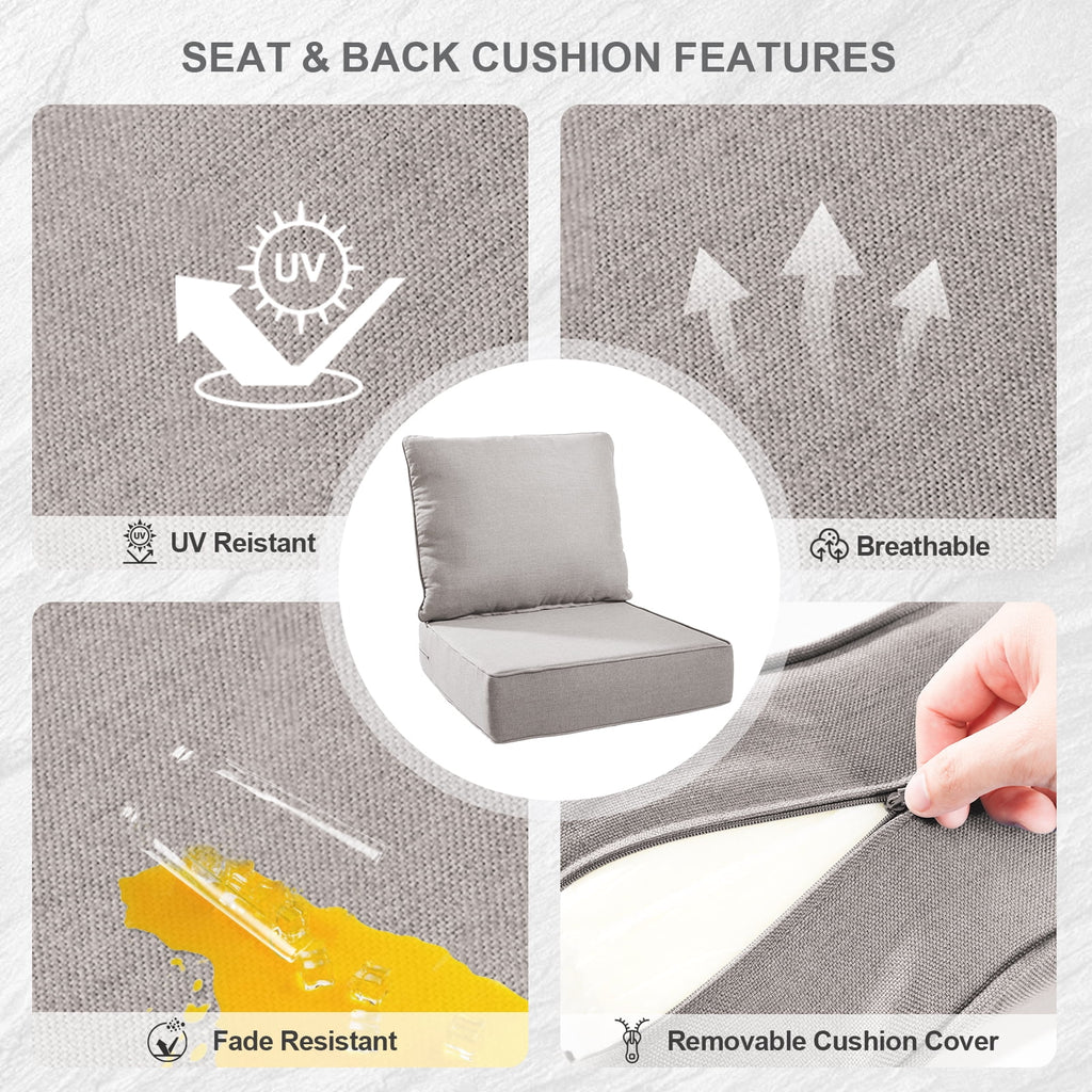 Bellefurn Outdoor Deep Seat Cushion 24 X 24 X 6 in for Patio Furniture, Outdoor Chair Cushions Waterproof & Fade Resistant Patio Furniture Cushions for Wicker Chair, Sofa, Couch
