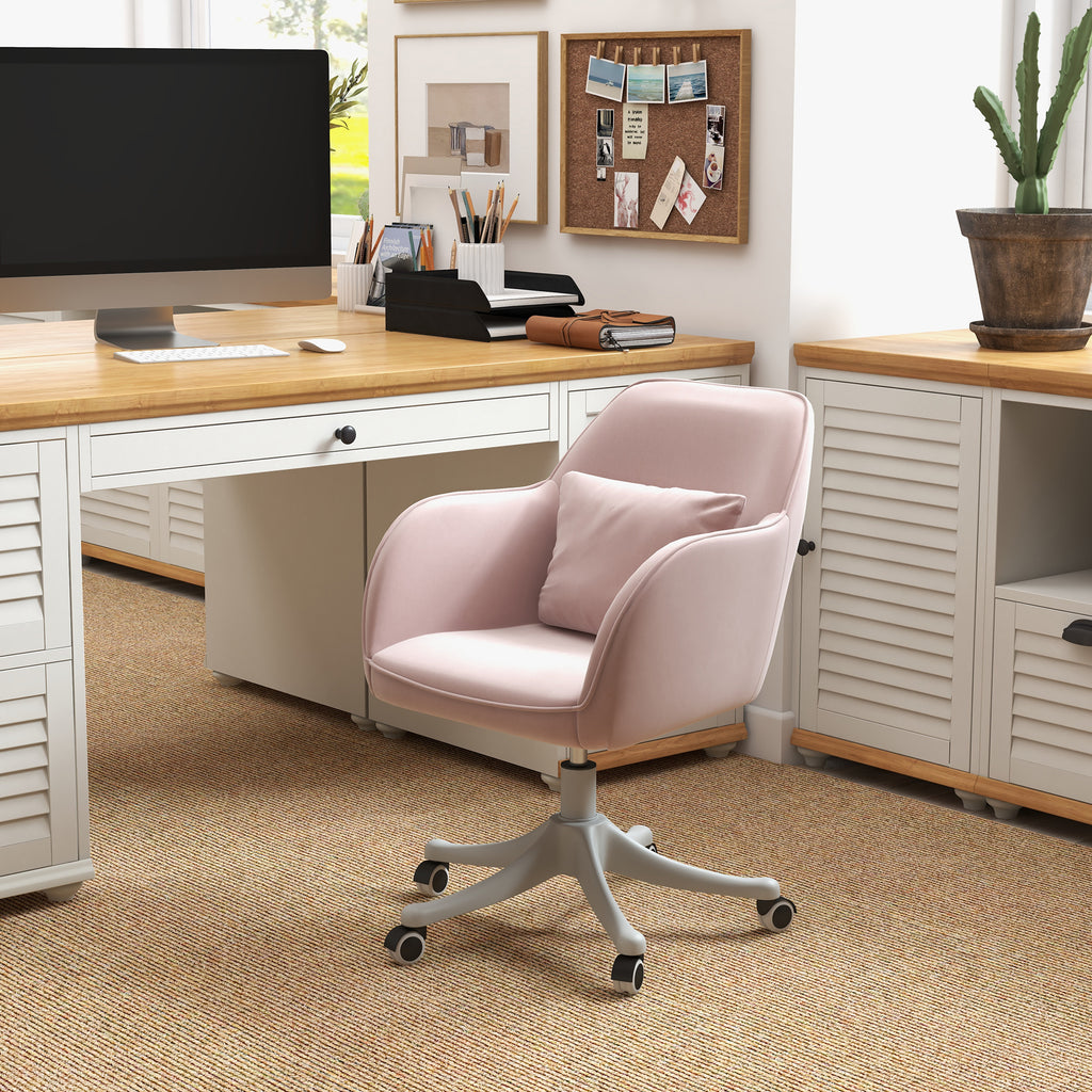 Vinsetto Massage Schreibtischstuhl 78-86 cm höhenverstellbarer Bürostuhll Drehstuhl Computerstuhl mit USB-Schrittstelle Arbeitsstuhl mit Vibrationsfunktion Lendenkissen Massagefunktion Rosa
