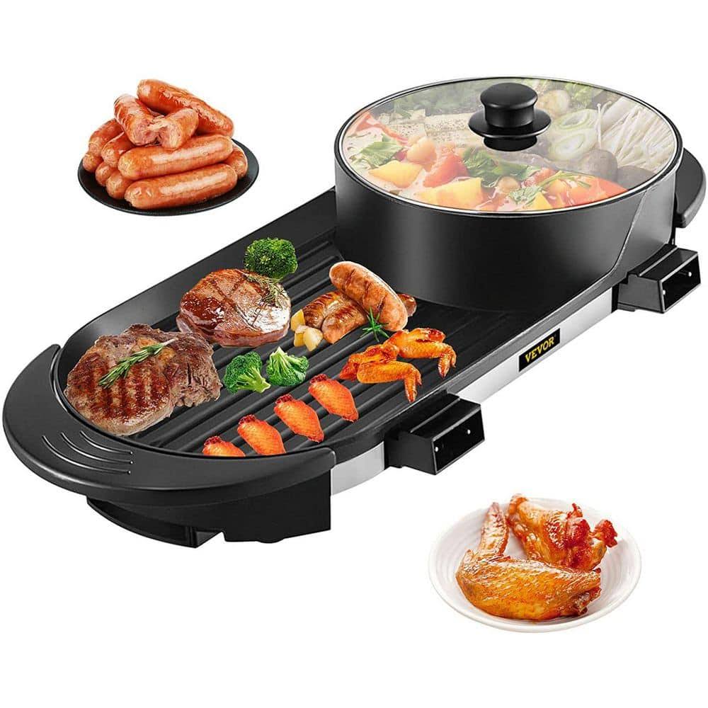 VEVOR 2 in 1 BBQ Grill and Hot Pot 72 Sq. in. Aluminum Alloy