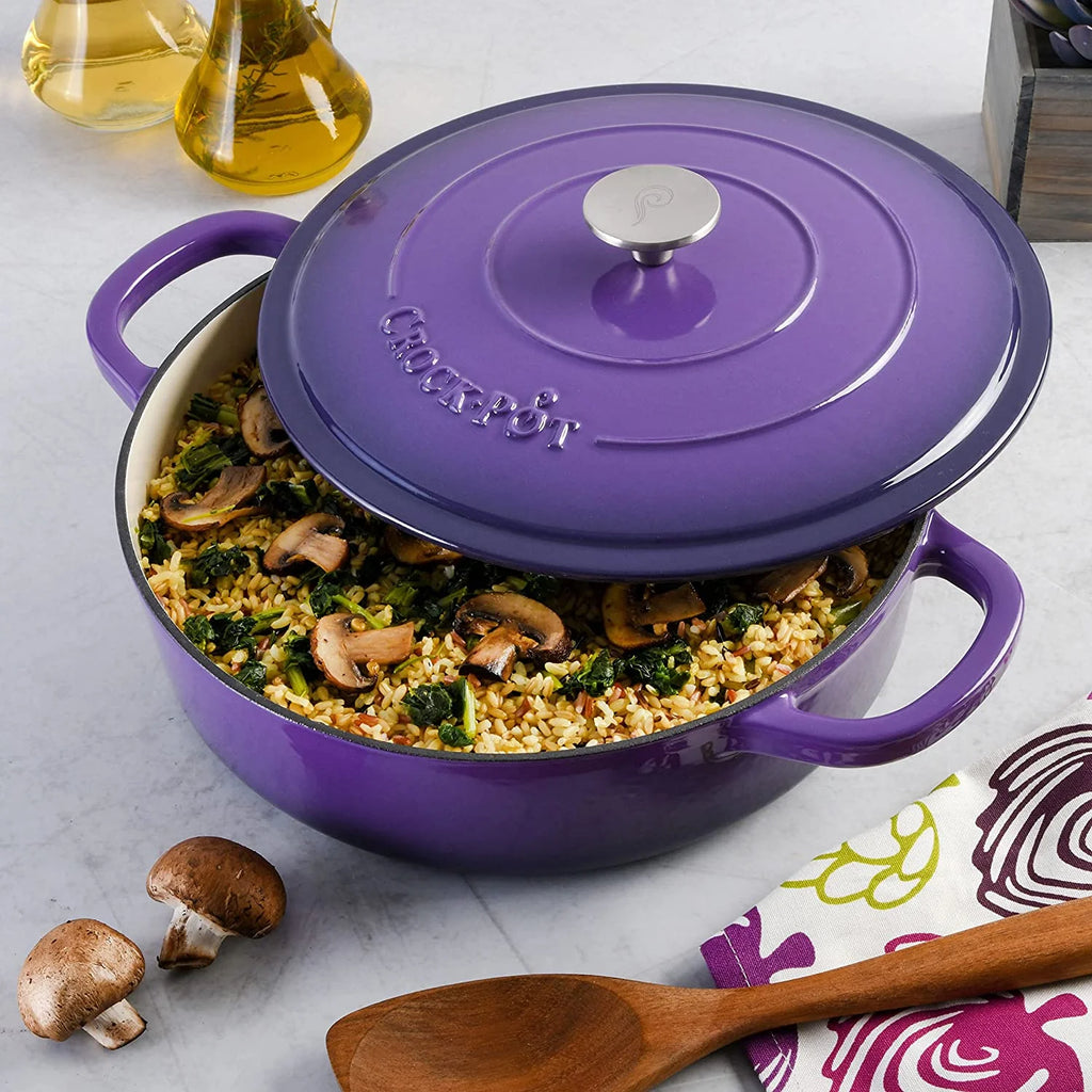 Crock - Pot Artisan 2 Piece 5 Quart Enameled Cast Iron Braiser with Lid in Lavender