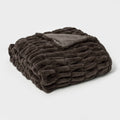 60" x 86" Faux Fur Oversized Throw Blanket Dark Gray - Threshold Signature