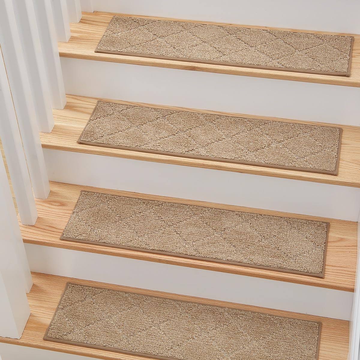 MBIGM 8" x 30" Carpet Stair Treads for Wooden Steps (4 in Pack) - Non-Slip Safety Rug with Soft Plush Comfort - Skid Resistant Indoor Runner for